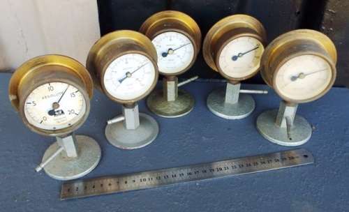 collection of 5 Vintage Griffin & George Absolute Pressure Gauge