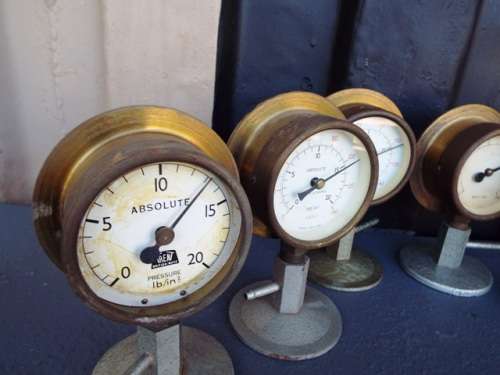 collection of 5 Vintage Griffin & George Absolute Pressure Gauge