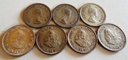 SILVER COINS X  7 coins  shilings and 10c at R1 start
