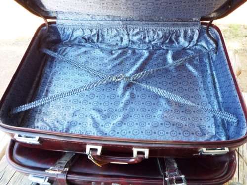 3 x Large vintage Leather Suitcases from 1980s, Vintage Leather Suitcases