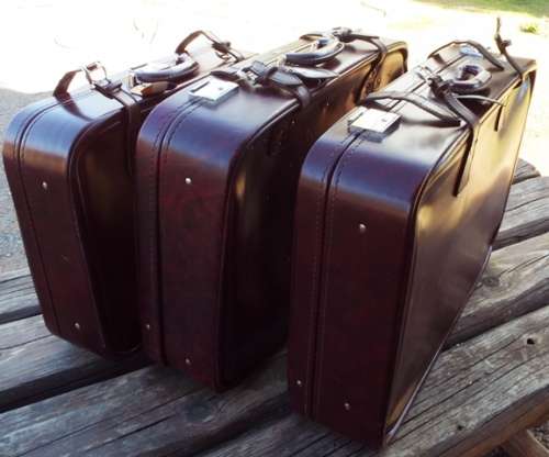 3 x Large vintage Leather Suitcases from 1980s, Vintage Leather Suitcases