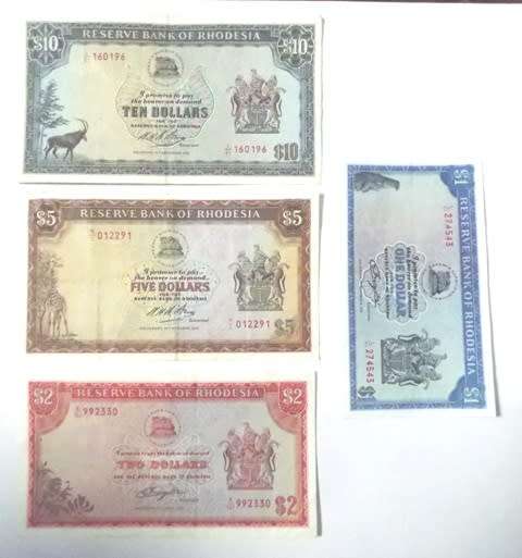 Reserve bank of Rhodesia SUPER SET OF $1,,, $2 ,,,$5 AND $10