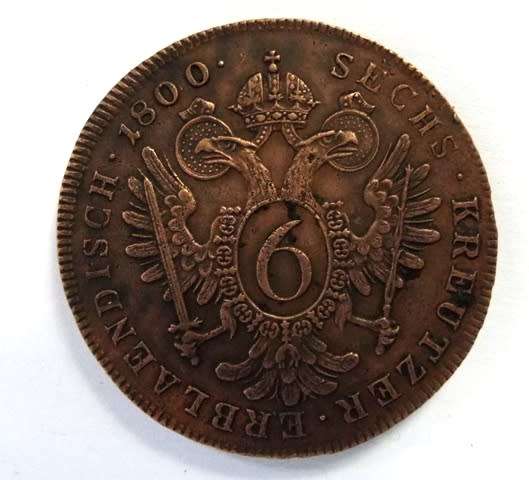 1800 C AUSTRIA Emperor Franz II Hapsburg Antique 6 Kreuzer Austrian Coin