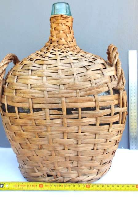 Demijohn Blue Glass Wicker Wrapped Wine Jug Viresa Spain Vintage