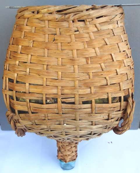 Demijohn Blue Glass Wicker Wrapped Wine Jug Viresa Spain Vintage