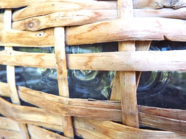 Demijohn Blue Glass Wicker Wrapped Wine Jug Viresa Spain Vintage