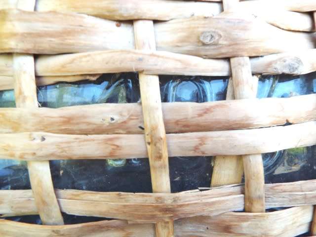 Demijohn Blue Glass Wicker Wrapped Wine Jug Viresa Spain Vintage