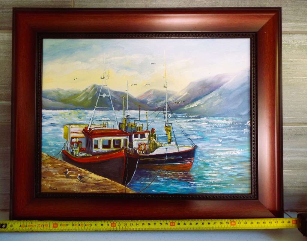 Beautiful signed oil painting in frame by J CLARK