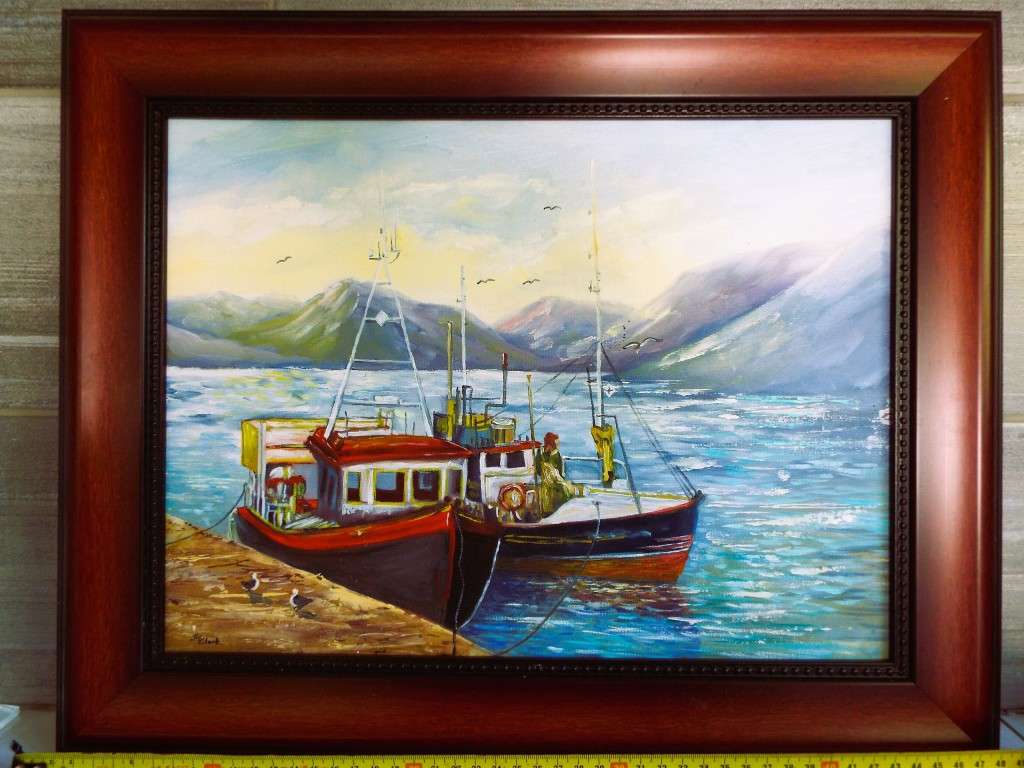 Beautiful signed oil painting in frame by J CLARK