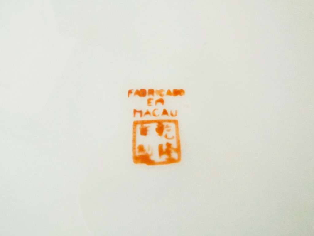 Vintage Asian Porcelain  Decorative Plate Hand Painted Macau Women