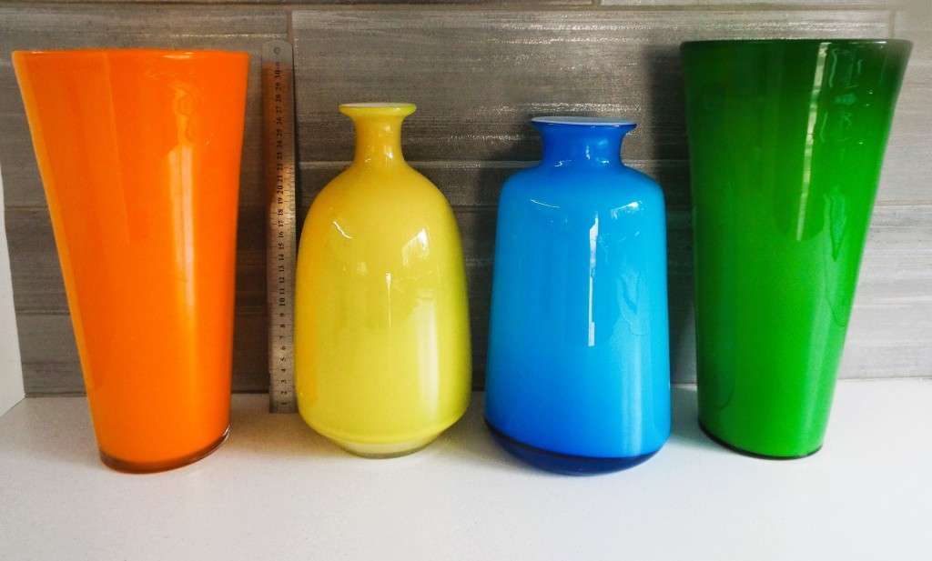 Nice retro vintage Murano Hand Blown Art Glass collection of 4 vases