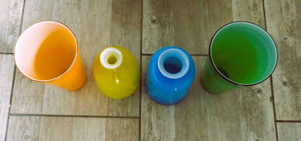 Nice retro vintage Murano Hand Blown Art Glass collection of 4 vases