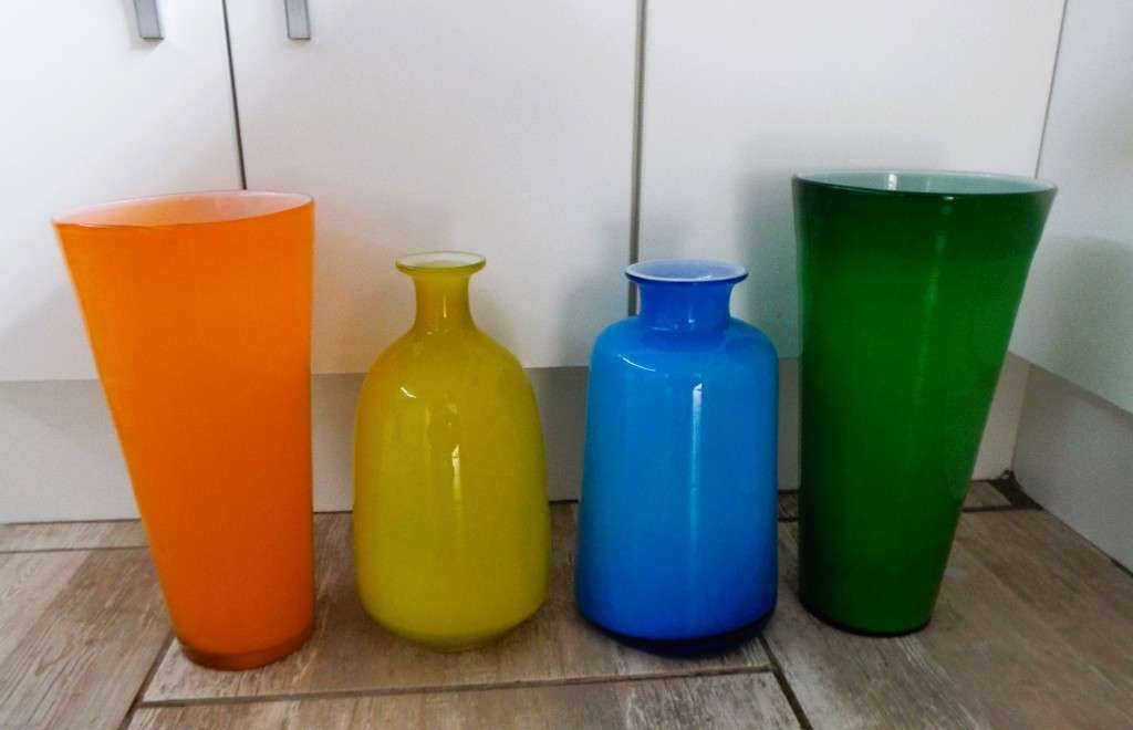 Nice retro vintage Murano Hand Blown Art Glass collection of 4 vases