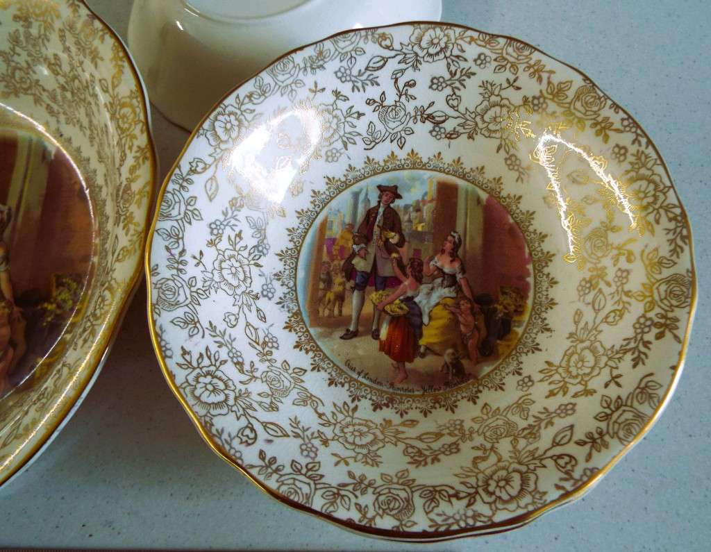 RARE , Johnson Bros,  Bowls  set of 7 golden gilt