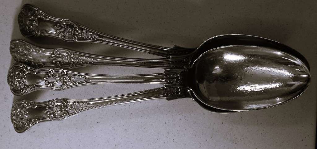 Antique English table spoons full of hallmarks