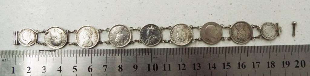 wow antique coin arm band with 9  silver coins
