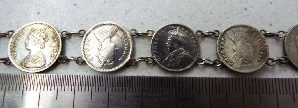 wow antique coin arm band with 9  silver coins