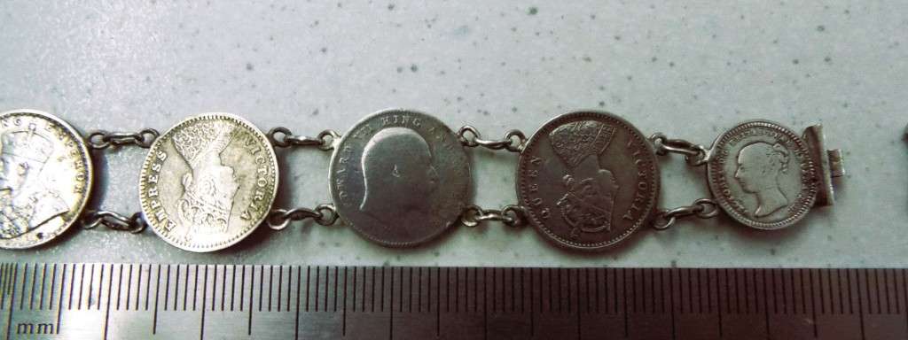 wow antique coin arm band with 9  silver coins