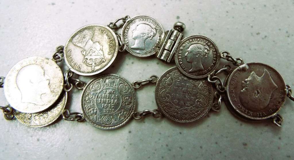 wow antique coin arm band with 9  silver coins
