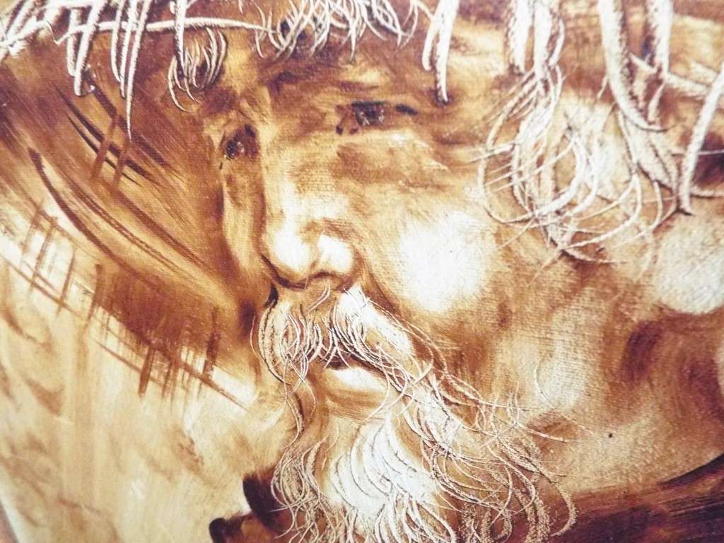 STUNNING!!!  framed oil Asian Man With A Pipe signed by artist