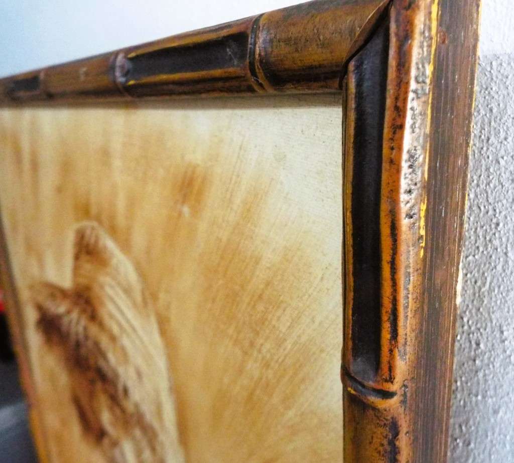 STUNNING!!!  framed oil Asian Man With A Pipe signed by artist