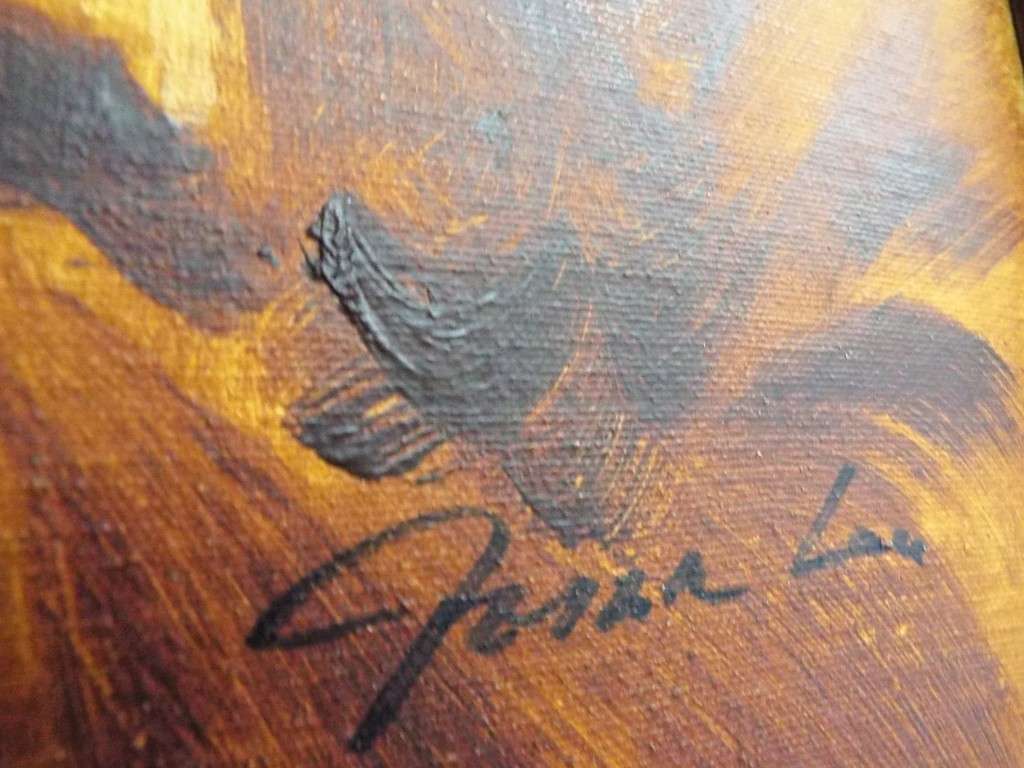 STUNNING!!!  framed oil Asian Man With A Pipe signed by artist