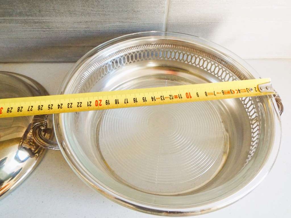 Vintage Silver plated covered dish with Pyrex glass  dish