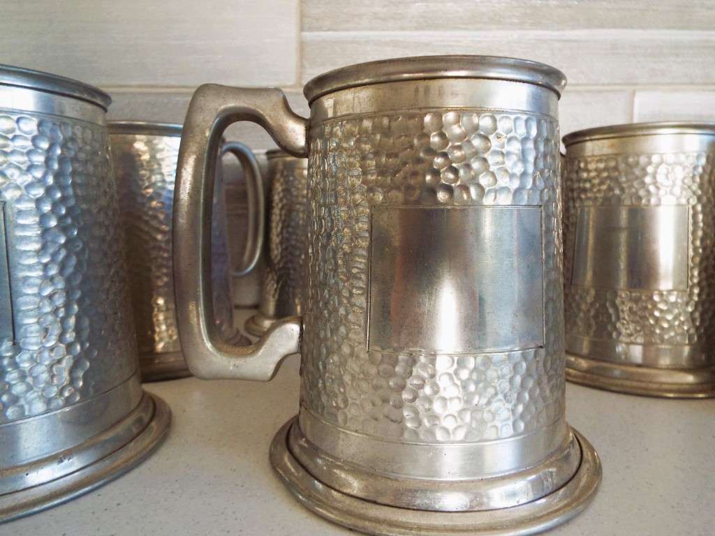WOW,,,,,Antique  Old World Pewter Tankard x 7 all marked