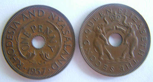 1957 RHODESIA AND NYASALAND ONE PENNY,,,@R1 START