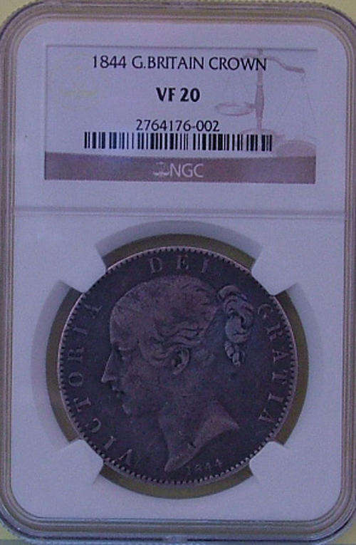 1844 silver crown over 165 jears old ,ngc graded vf20