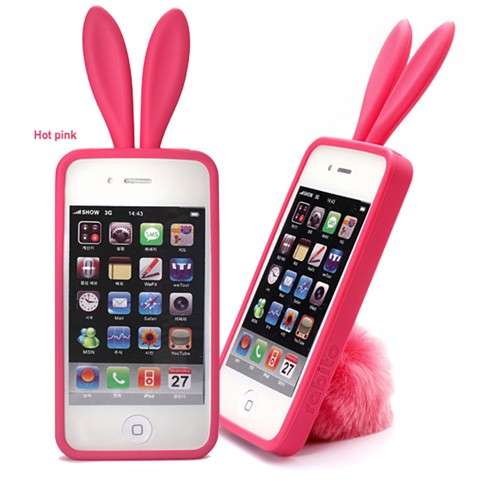 HOT Rabbit design iphone4 cover(tail for holder)-KOREA