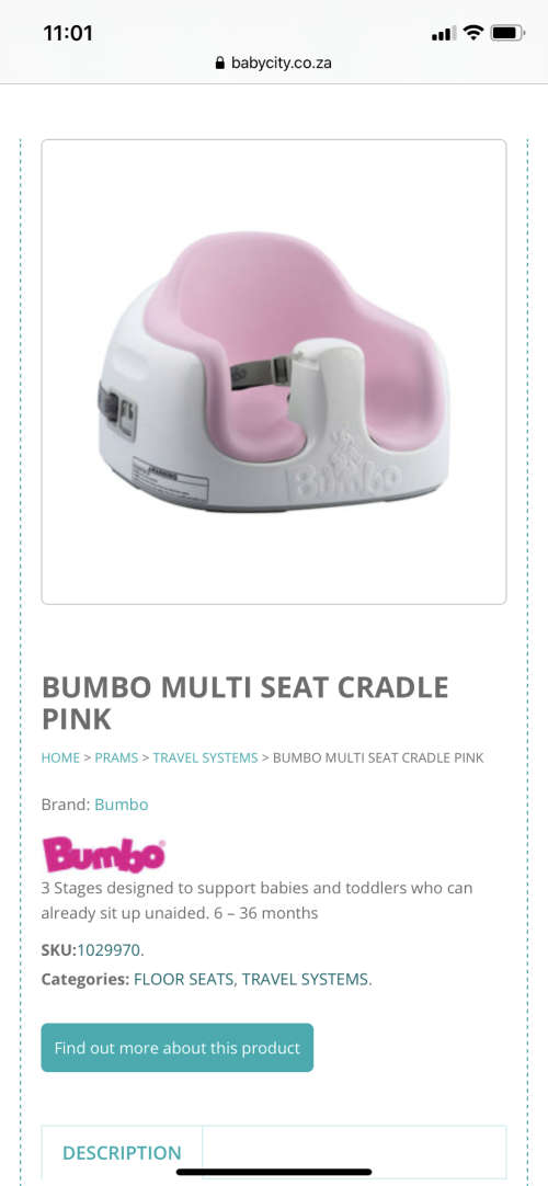 BABYCITY Bumbo Multi Seat Pink  6  36 months