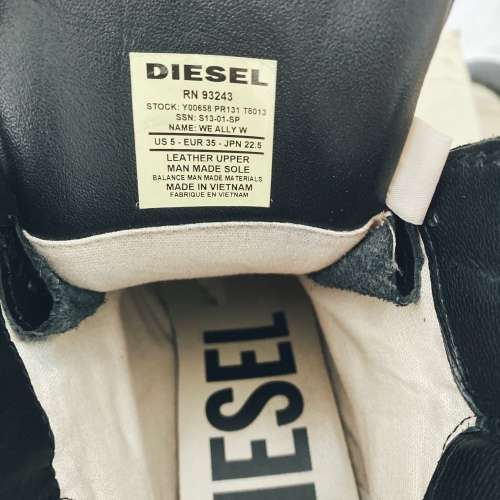 DIESEL BLACK LEATHER HIGH SPORTS SHOES WE ALLY W EUR35