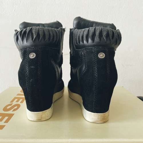 DIESEL BLACK LEATHER HIGH SPORTS SHOES WE ALLY W EUR35