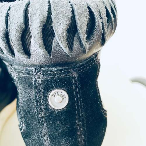 DIESEL BLACK LEATHER HIGH SPORTS SHOES WE ALLY W EUR35