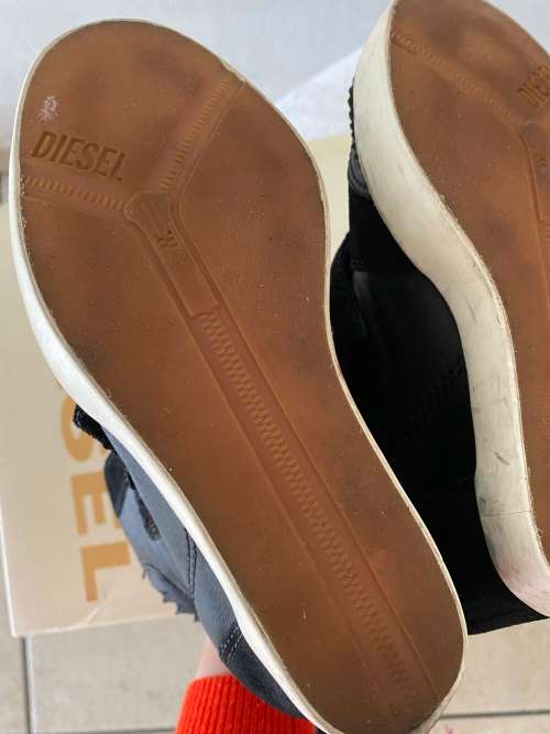 DIESEL BLACK LEATHER HIGH SPORTS SHOES WE ALLY W EUR35