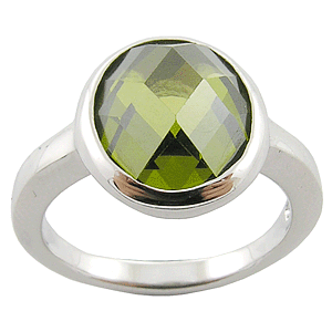 Stunning Solid Sterling Silver Checkerboard design with Genuine Olivine Gem Stone