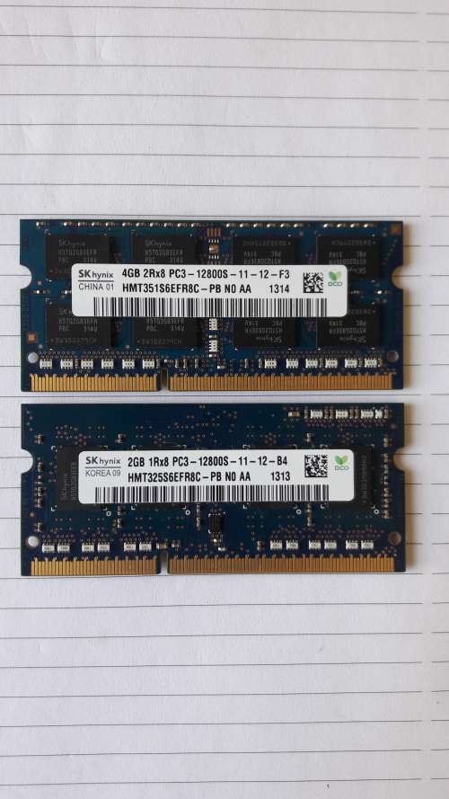 SK Hynix PC3 12800S Laptop Ram 1 X 2 Gig and 1 X 4 Gig