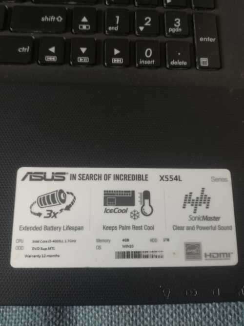 ASUS X554L_i3_4gig_1TB LAPTOP