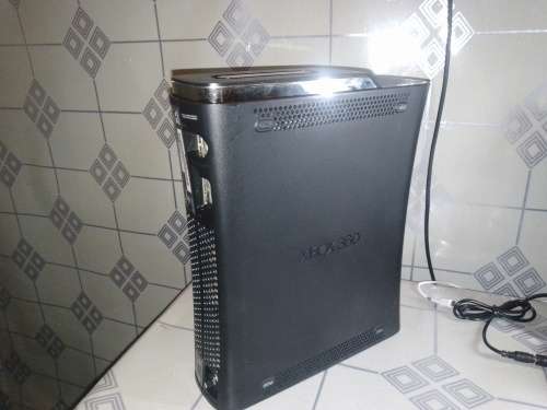 BLACK XBOX 360 120 GIG WITH 2 WIRELESS CONTROLLERS,HDMI,AV CABLE. POWER BRICK NOT INCL.