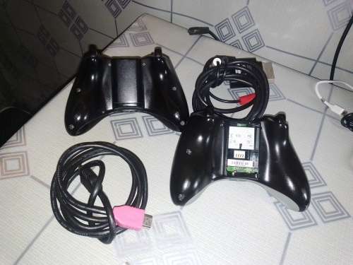 BLACK XBOX 360 120 GIG WITH 2 WIRELESS CONTROLLERS,HDMI,AV CABLE. POWER BRICK NOT INCL.