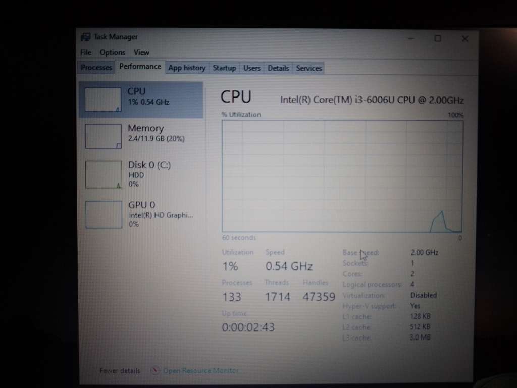 HP G250 G6 - Intel Core i3 6006U CPU/12 Gig DDR4 Ram/500 Gig HDD/Intel HD 520 GFX/BRAND NEW BATTERY!