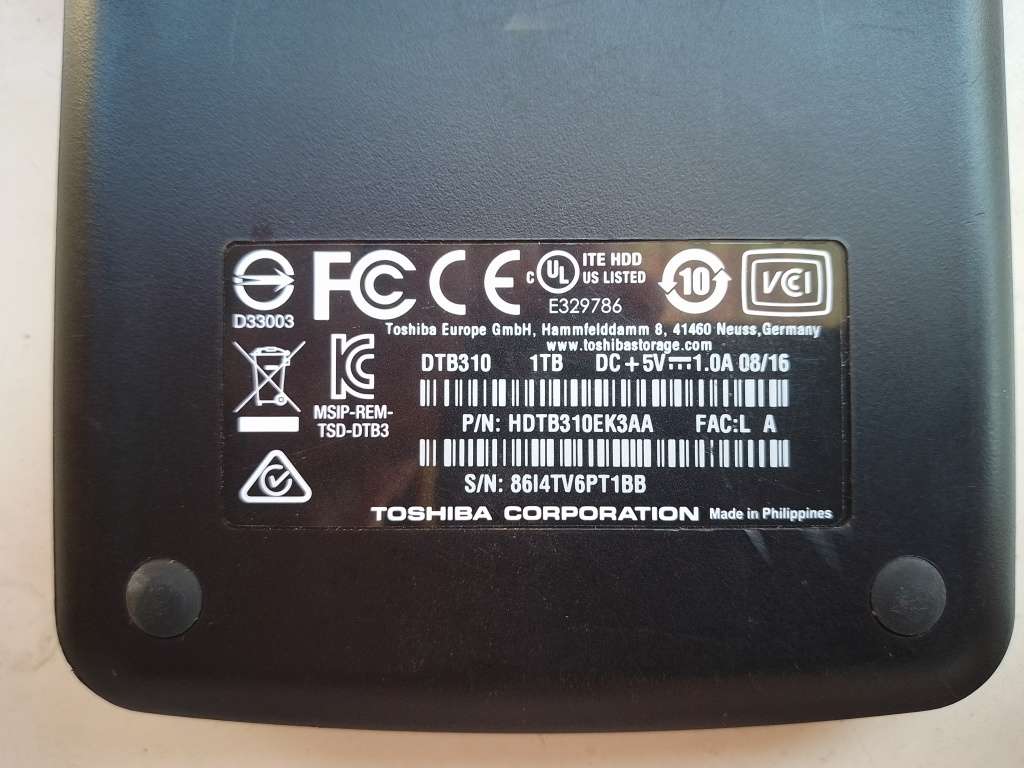 1TB Toshiba External HDD