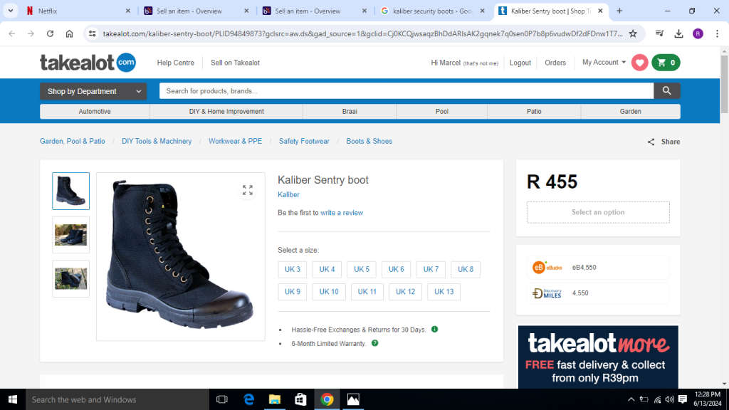 Kaliber Security FootWear Size 9