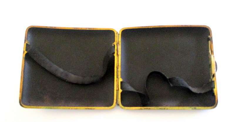 Vintage 1920s Japanese Damascene Mixed Metal Cigarette Case Signed ---24ct Genuine Gold Inlay
