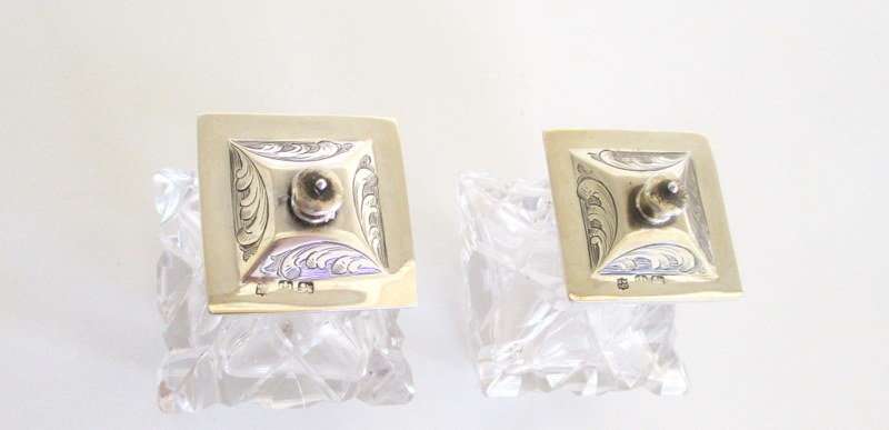 A PAIR OF HALLMARKED SILVER INKWELLS --SHEFFIELD 1858--Please see images and read description.
