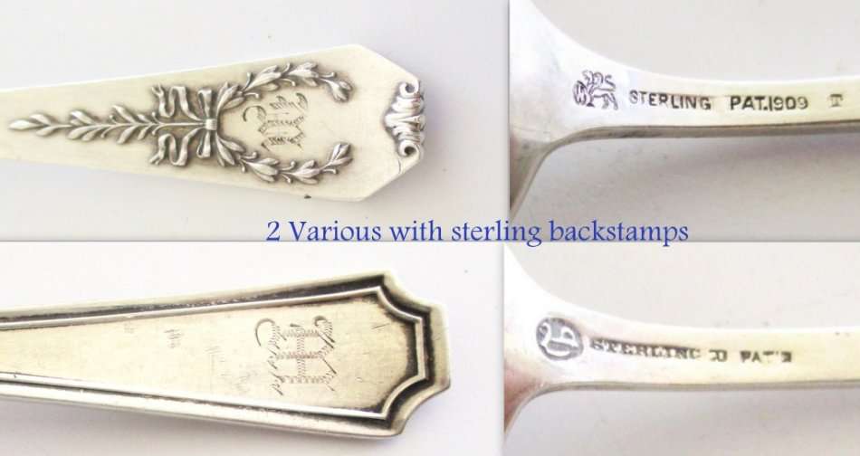 4 VARIOUS STERLING SILVER TEASPOONS WITH MONOGRAMS--+ 92 GRAM