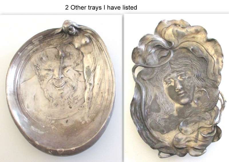 AN ART NOUVEAU WMF SILVER PLATED CARD TRAY--NEEDS A PROFESSIONAL CLEAN