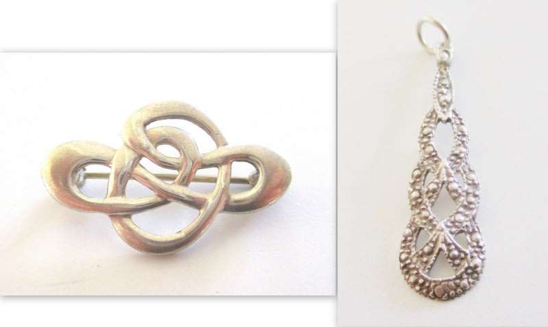 A SOLID PENDANT AND BROOCH