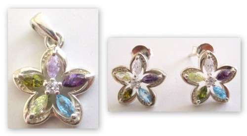 A DAINTY STERLING SILVER PENDANT AND EARRINGS-NEW--Note measurements.I DO NOT USE THE SAPO